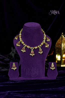 Ratnamoti - Ruby-Green Temple Charm set