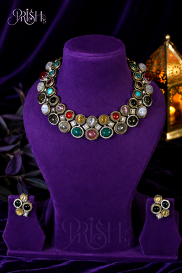 RatnaRaaga - Gemstones Heirloom Necklace set