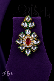 Rajwadi Kundan Ruby Beaded Necklace Set