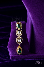 Emerald Moissanite Polki Halo Neck Set