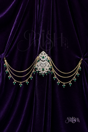 Noor Emerald Moissanite Hair Chain with Ear Drapes