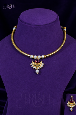 Chandrika Pearl Crescent Choker Set