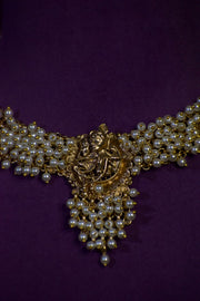 ROYAL PEARL POLKI SET GOLDEN FINISH NECKLACE SET