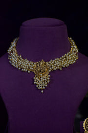 ROYAL PEARL POLKI SET GOLDEN FINISH NECKLACE SET
