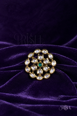 Panna Kundan Statement Ring