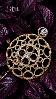 Aurum Orbit Stone Bun Brooch