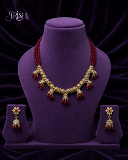 Raktamanjari Jhumki Necklace Set