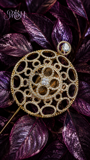 Aurum Orbit Stone Bun Brooch