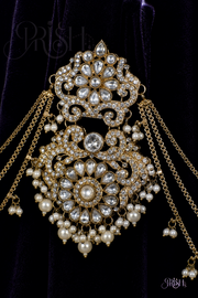 Noor Pearl Moissanite Hair Chain with Ear Drapes