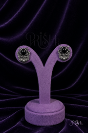 Midnight Noir Heritage Oxidised Stud Earrings