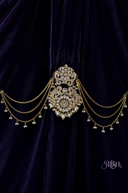 Noor Pearl Moissanite Hair Chain with Ear Drapes