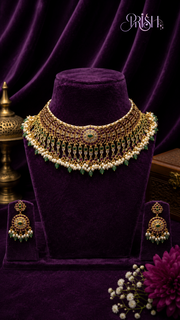 Rajrani Emerald Chandrika Choker Set