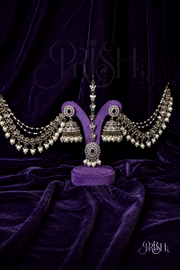 Muktamanjari - Earrings & Maangtika Combo with attached Kaanchain