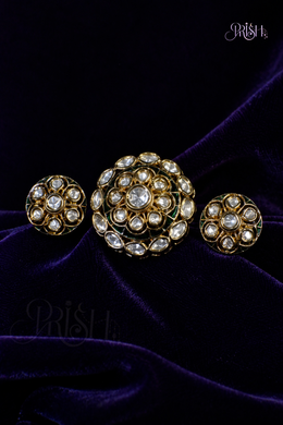 Heera Panna Double Polki Ring